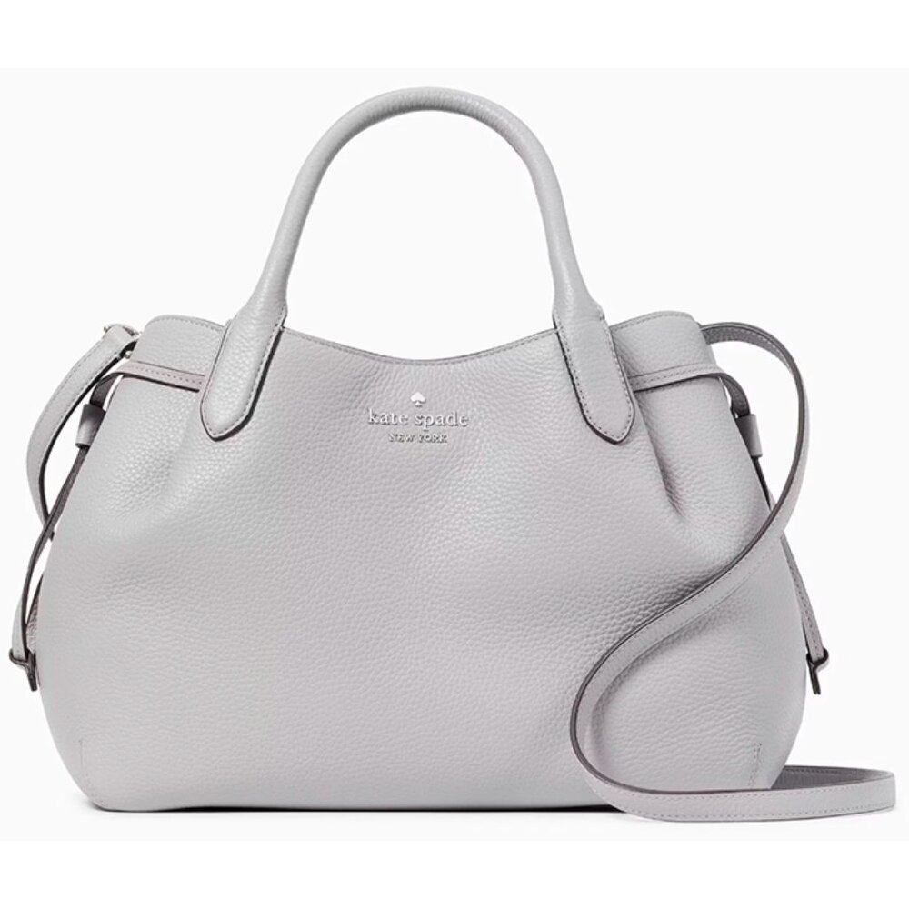 S Kate Spade Dumpling Large Gray Leather Satchel Bag K8134 Purse NWT $459 Retail - Picture 3 of 11